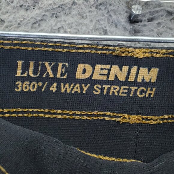 Luxe Denim Jeans Womens Large Petite Blue Skinny Ankle Button Detail Stretch - Picture 2 of 11